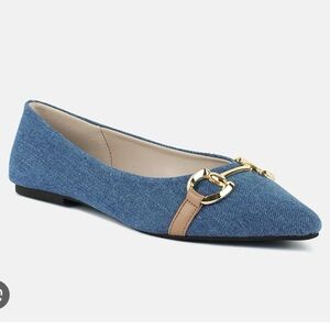 London Rag Cressida Women's Denim Horsebit Ballet Flats size 9